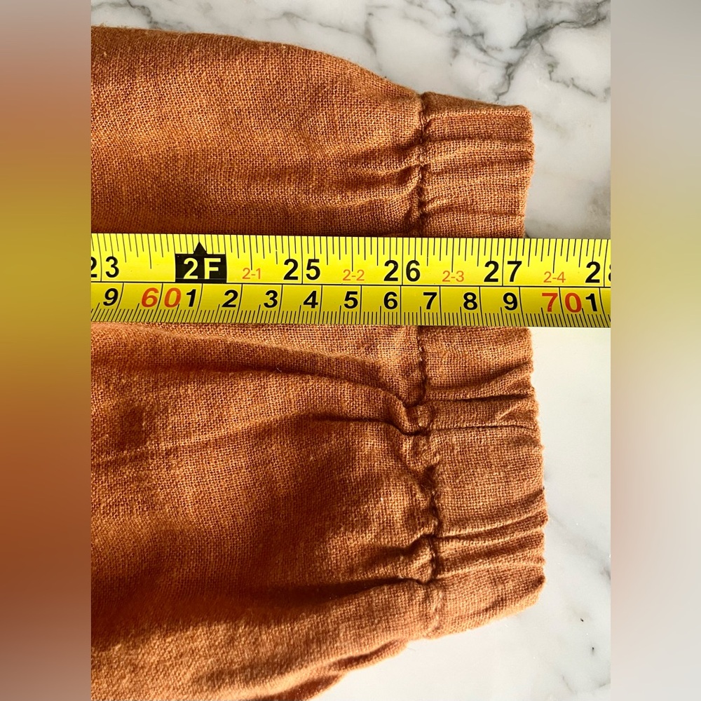 EUC ROXY Lightweight Linen Blend Drawstring Waist Joggers Size L Rust Orange - Picture 7 of 10